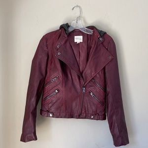 Maroon vegan leather jacket